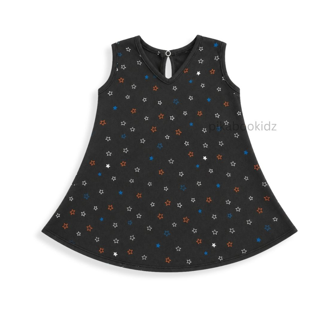 Cotton A-line frock 3-6M - Stars