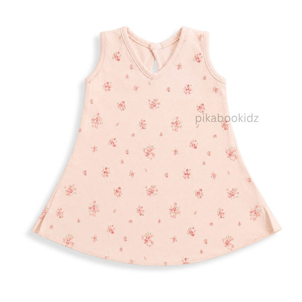Cotton A-line frock 0-3M - Rosy meadow