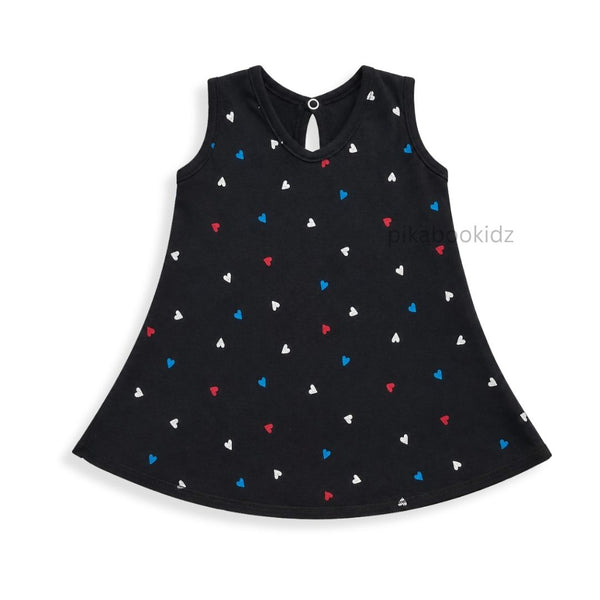 Cotton A-line frock 0-3M - Black heart