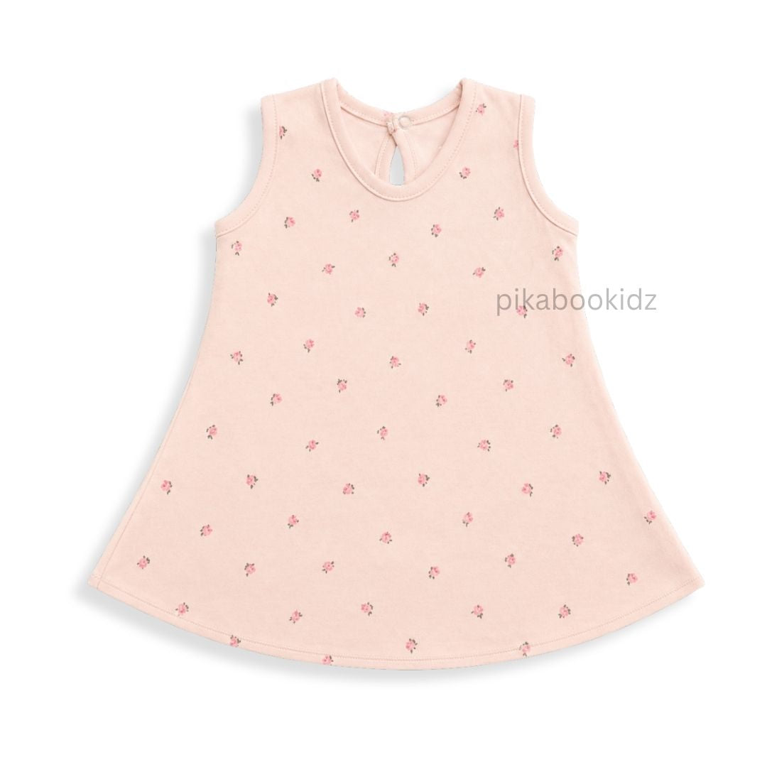 Cotton A-line frock 0-3M - fruits peach