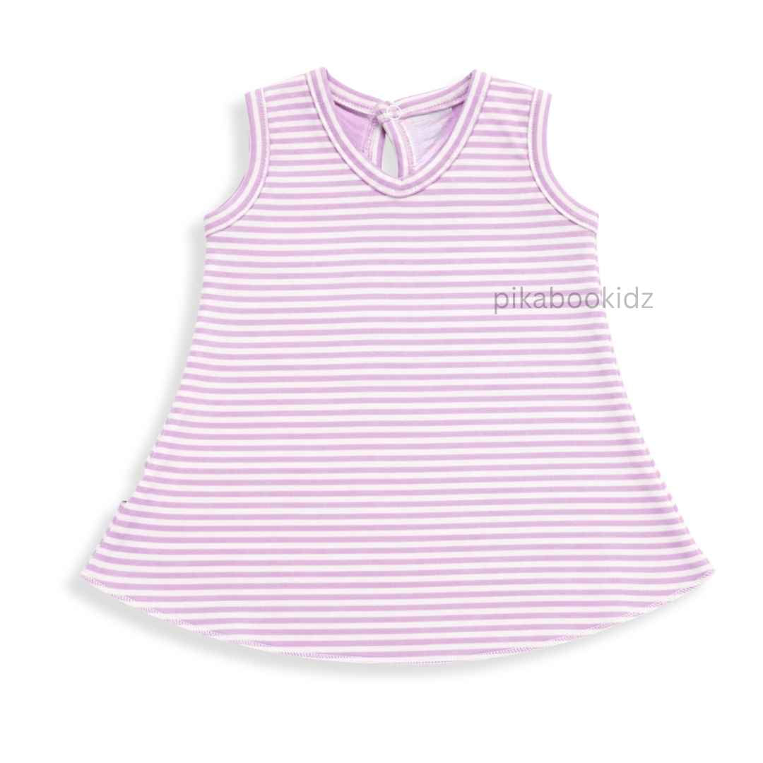 Cotton A-line frock 0-3M - Stripes