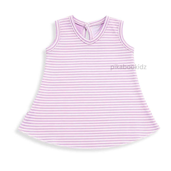 Cotton A-line frock 0-3M - Stripes