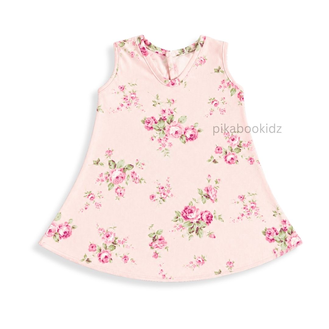 Cotton A-line frock 3-6M - Rosy meadow