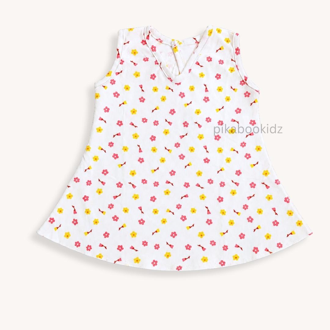Cotton A-line frock 3-6M - Yellow flowers