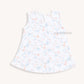 Cotton A-line frock 0-3M - Peach & Blue Flowers
