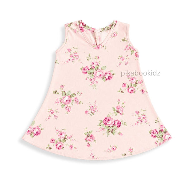 Cotton A-line frock 3-6M - Rosy meadow