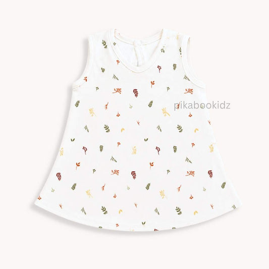 Cotton A-line frock 0-3M - Leaves