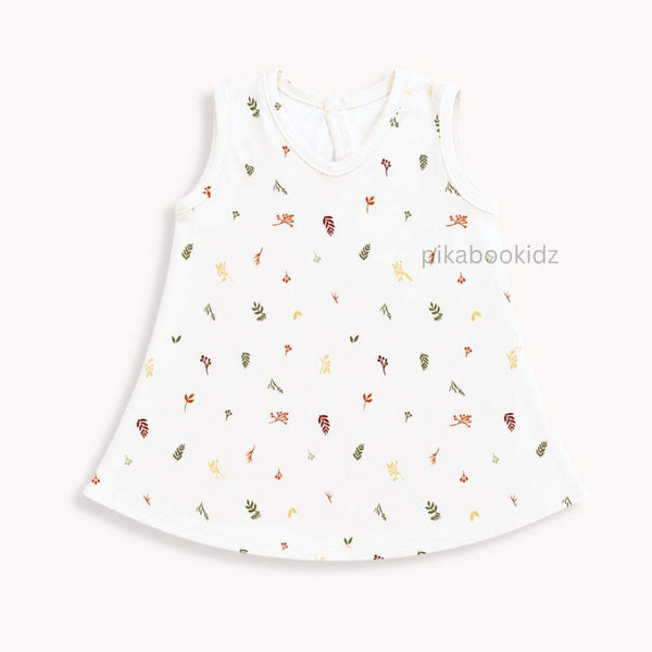 Cotton A-line frock 0-3M - Leaves