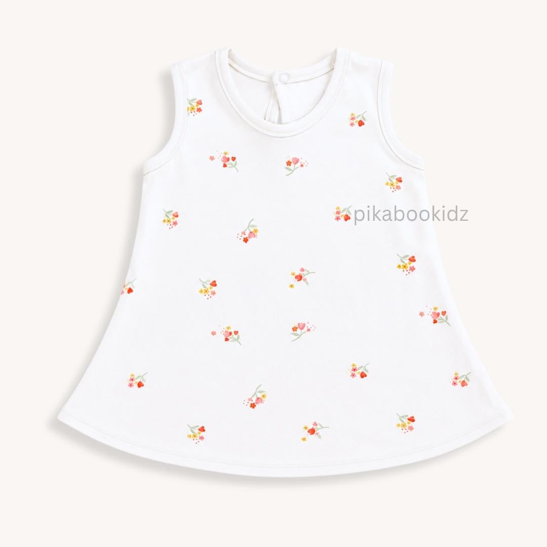 Cotton A-line frock 0-3M - Heart flower
