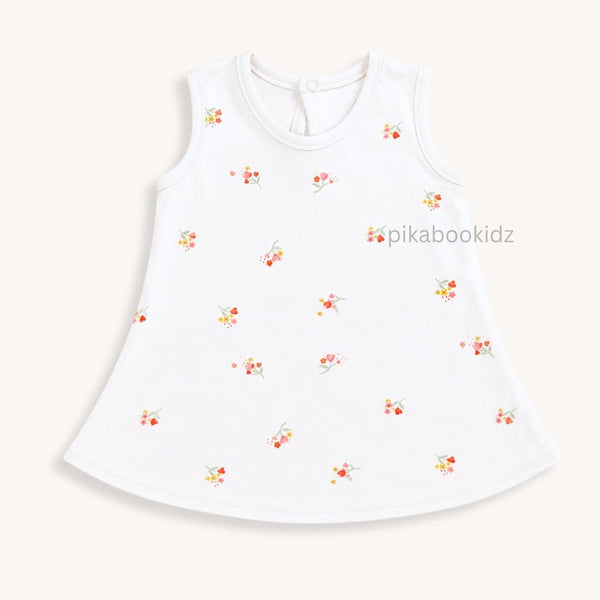 Cotton A-line frock 0-3M - Heart flower