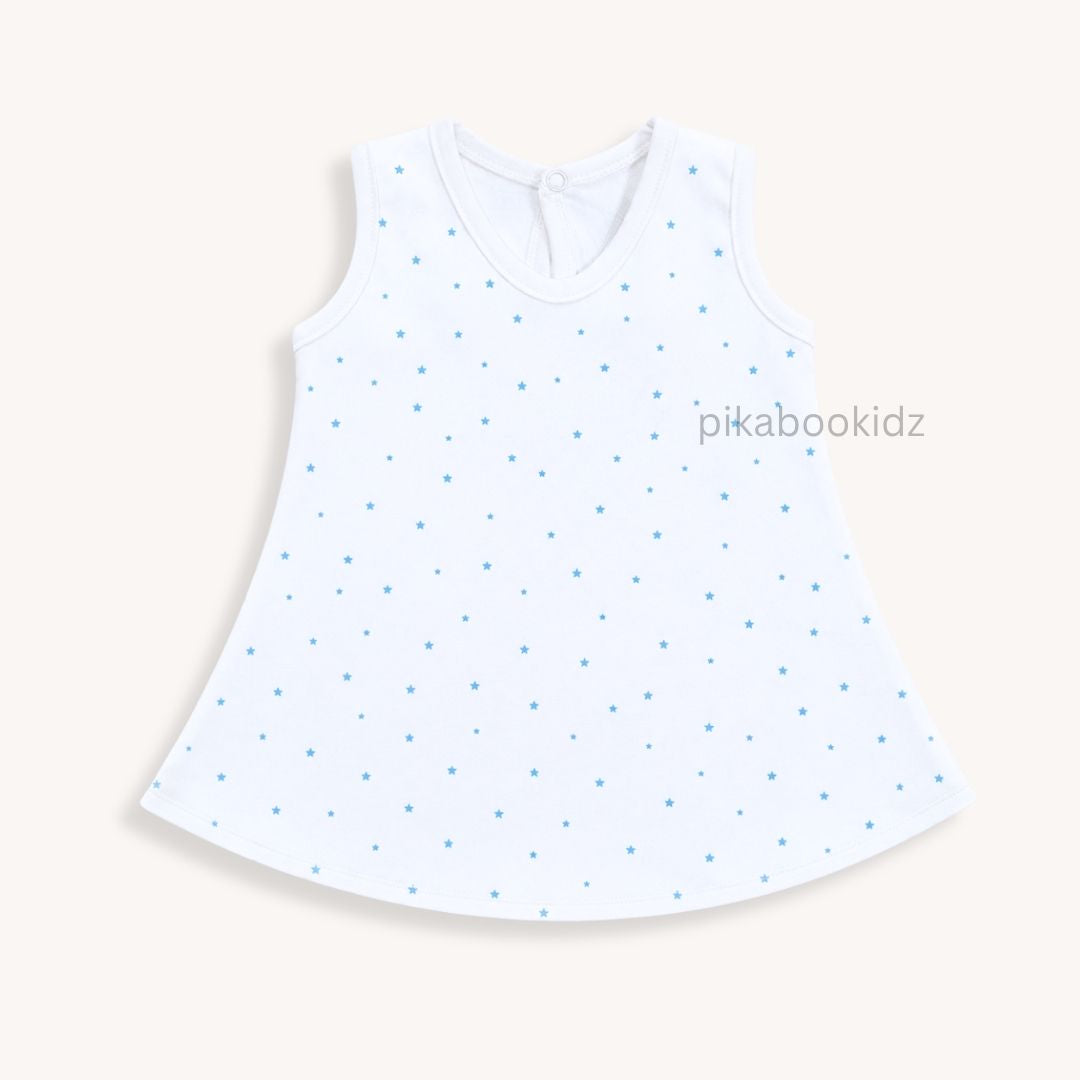 Cotton A-line frock 0-3M - Blue stars