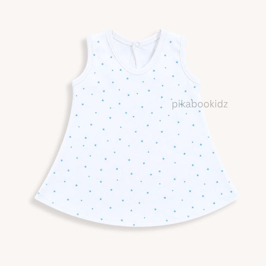 Cotton A-line frock 6-12M - Blue stars
