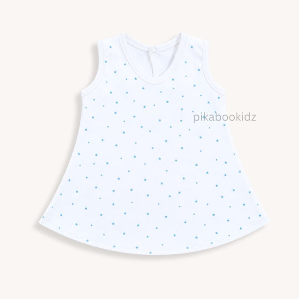 Cotton A-line frock 0-3M - Blue stars