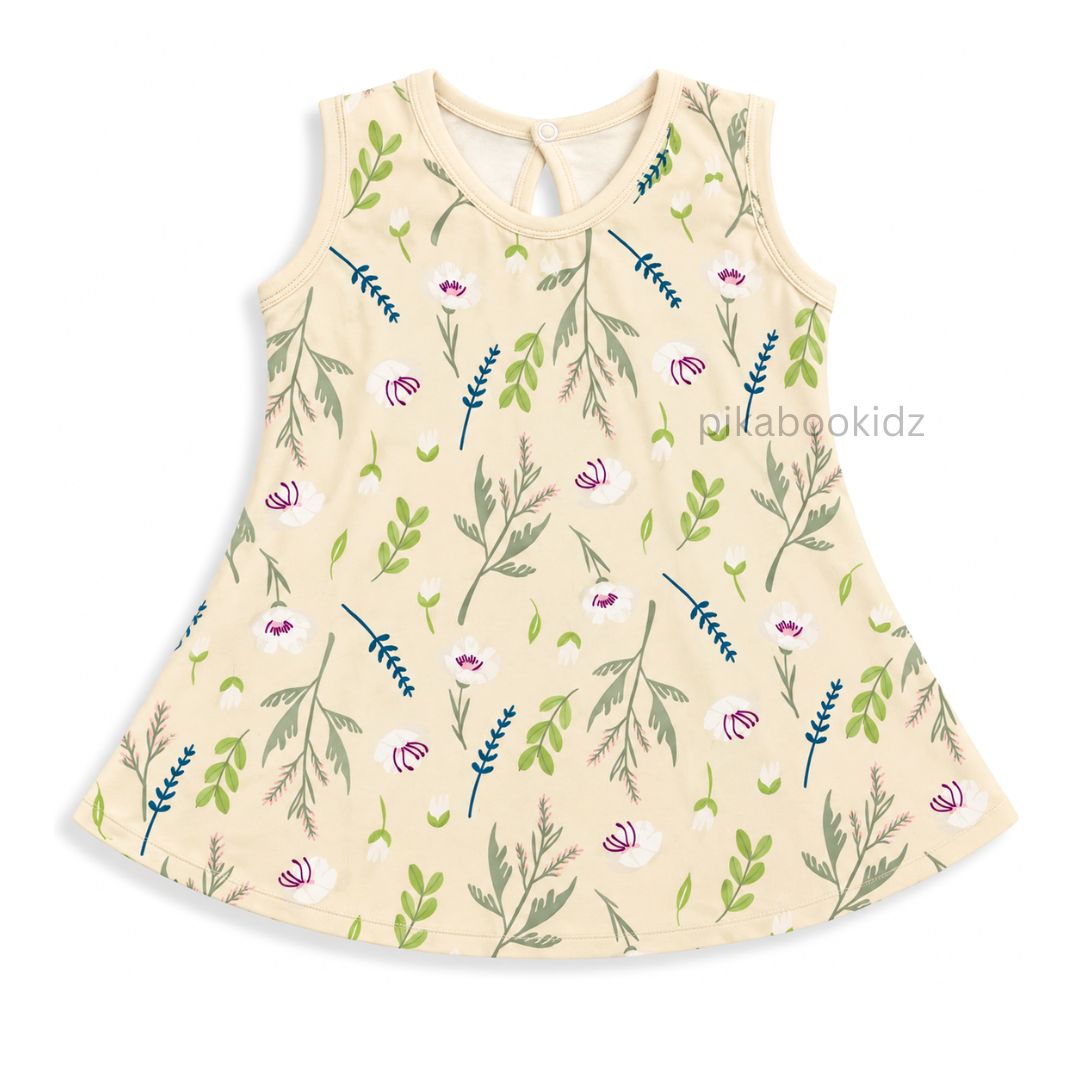 Cotton A-line frock 3-6M - Green