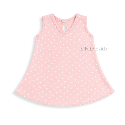 Cotton A-line frock 3-6M - Pink hearts