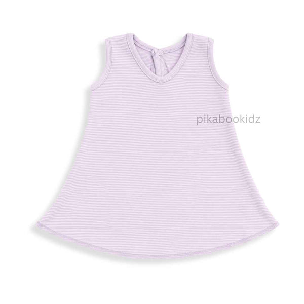 Cotton A-line frock 3-6M - Purple stripes