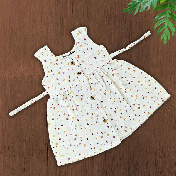 Muslin Button Frock with back tie - Maple leaf - alt view
