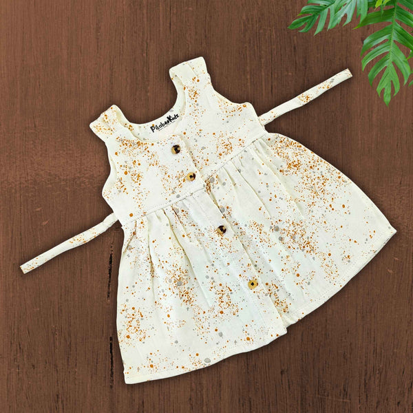 Muslin Button Frock with back tie - Dots - alt view