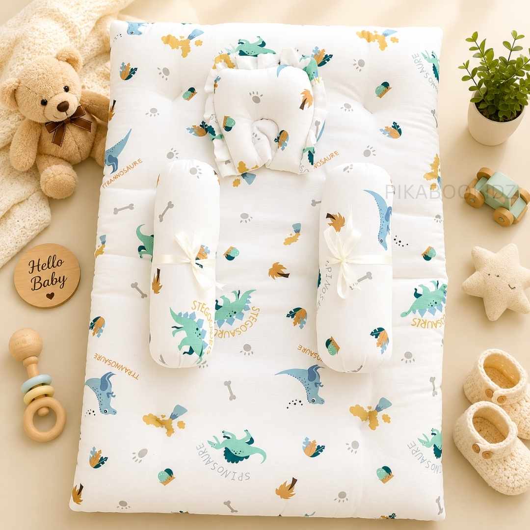 Muslin bed with Bolsters and pillow Dino