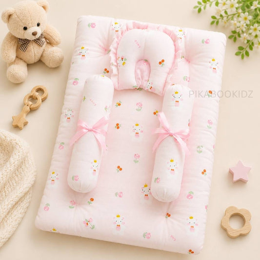 Muslin bed with Bolsters and pillow