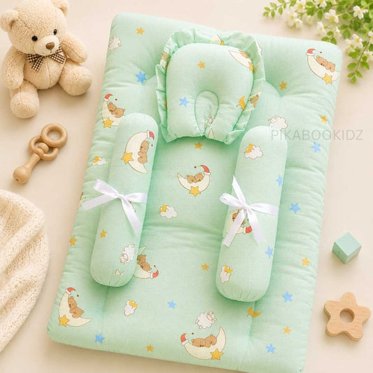 Muslin bed with Bolsters and pillow