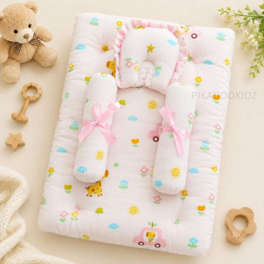 Muslin bed with Bolsters and pillow