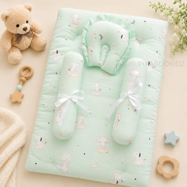 Muslin bed with Bolsters and pillow