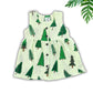 Muslin Button Sleeveless Frock - Green pines