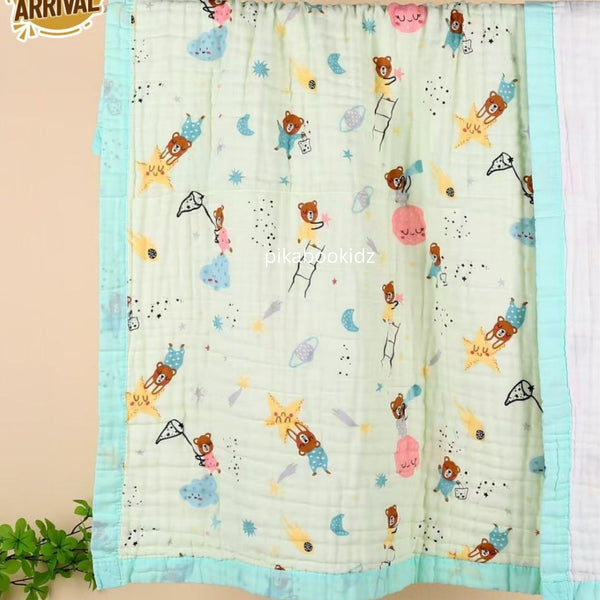 Muslin 6 layer Receiving Blanket Colors - Aqua Green - alt view