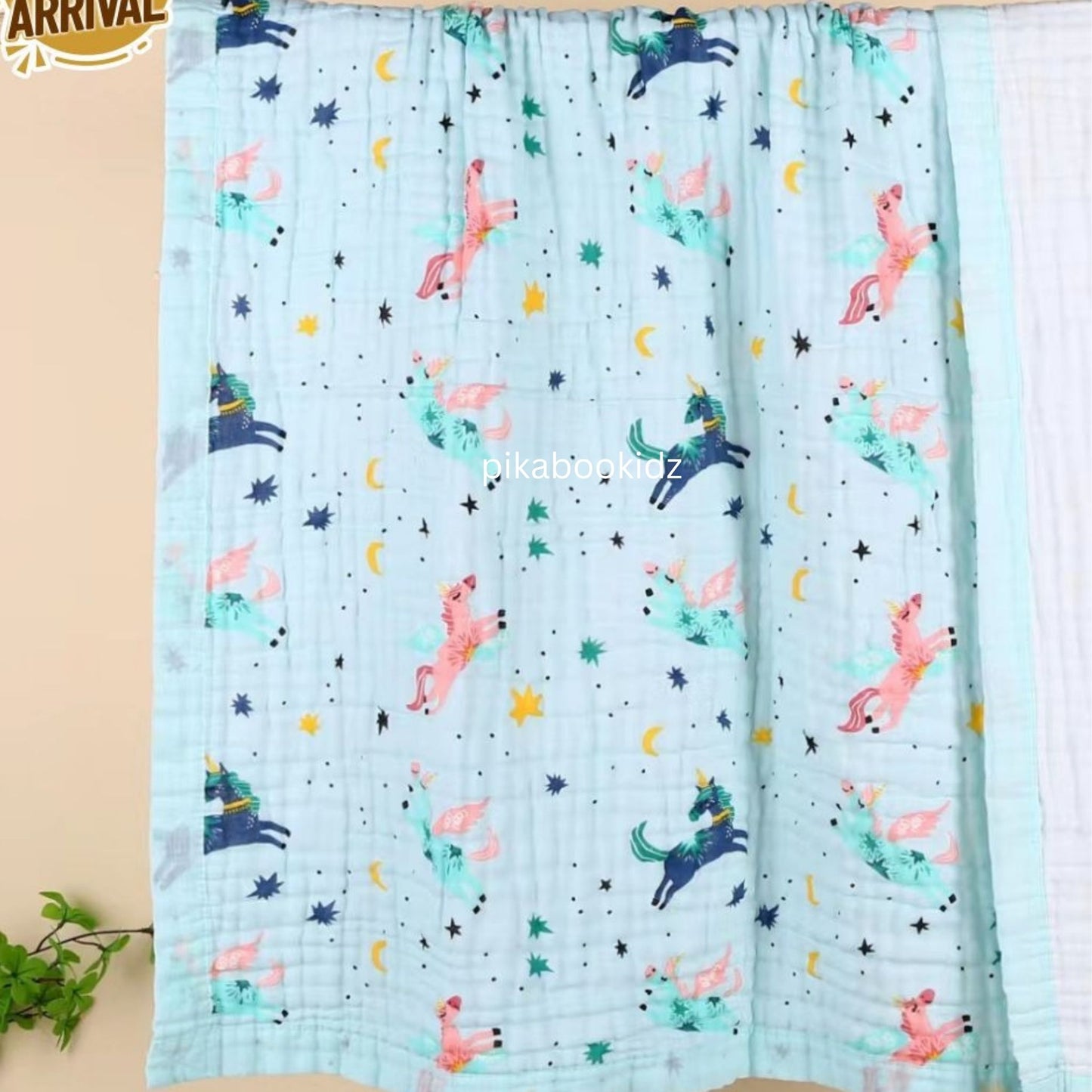 Muslin 6 layer Receiving Blanket Colors - Unicorn
