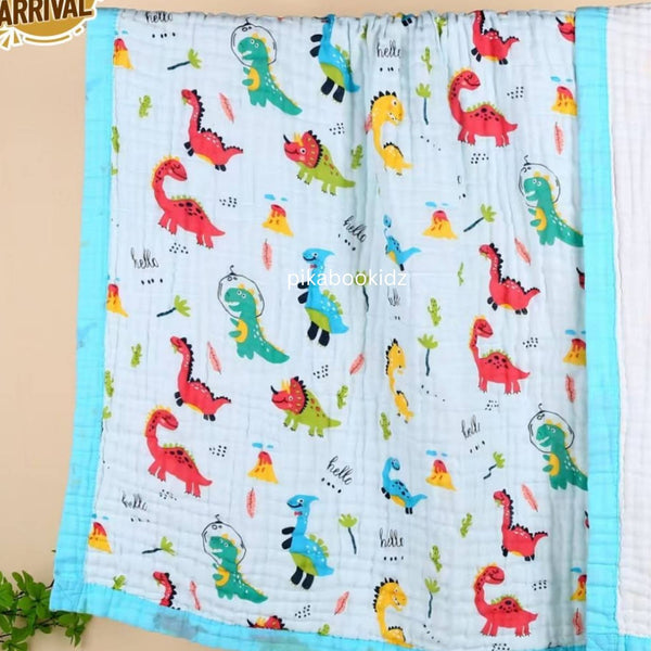 Muslin 6 layer Receiving Blanket Colors - Dino - alt view