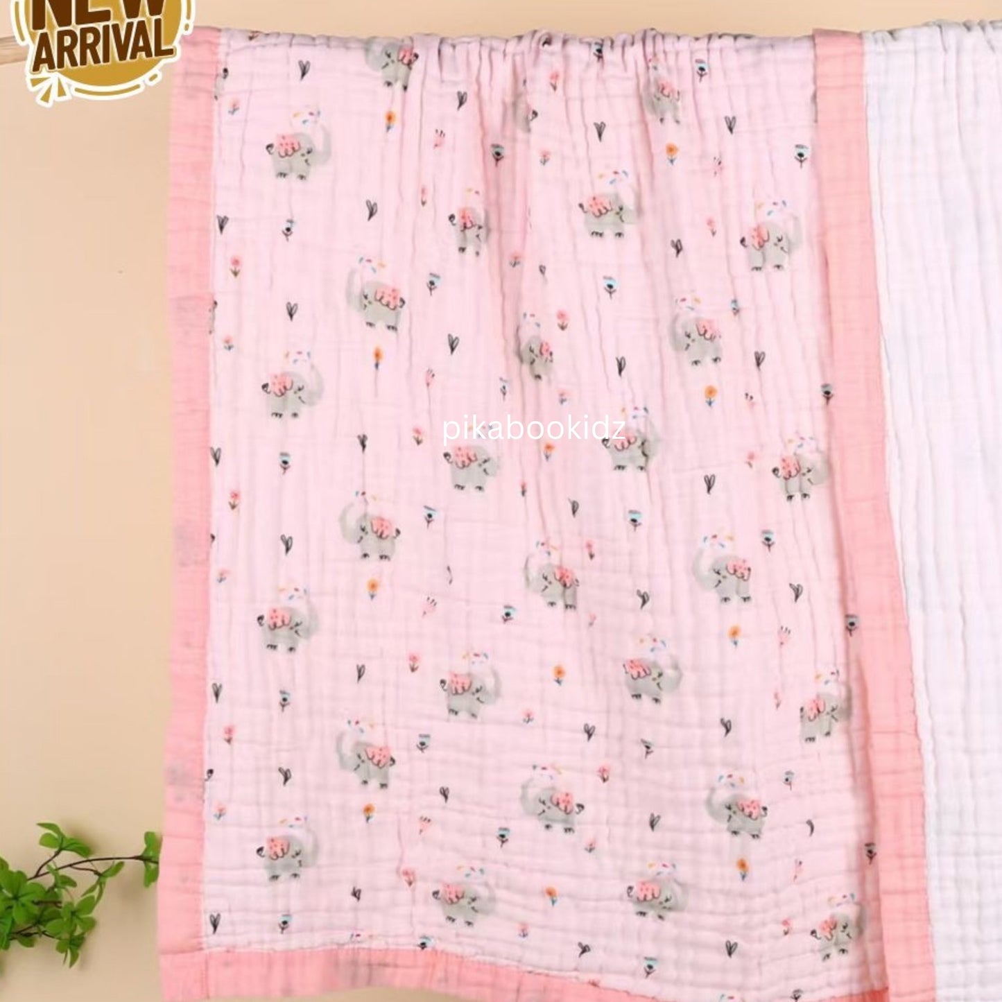 Muslin 6 layer Receiving Blanket Colors - Elephant