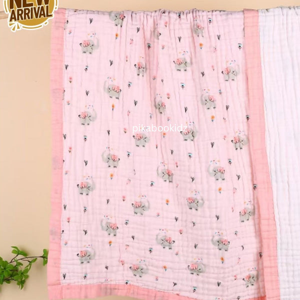 Muslin 6 layer Receiving Blanket Colors - Elephant - alt view