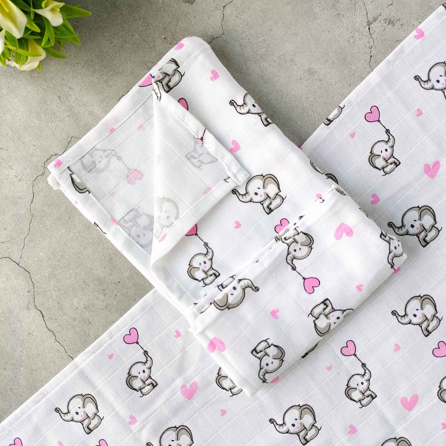 Muslin Bath towel 70*70 cms- Elephants