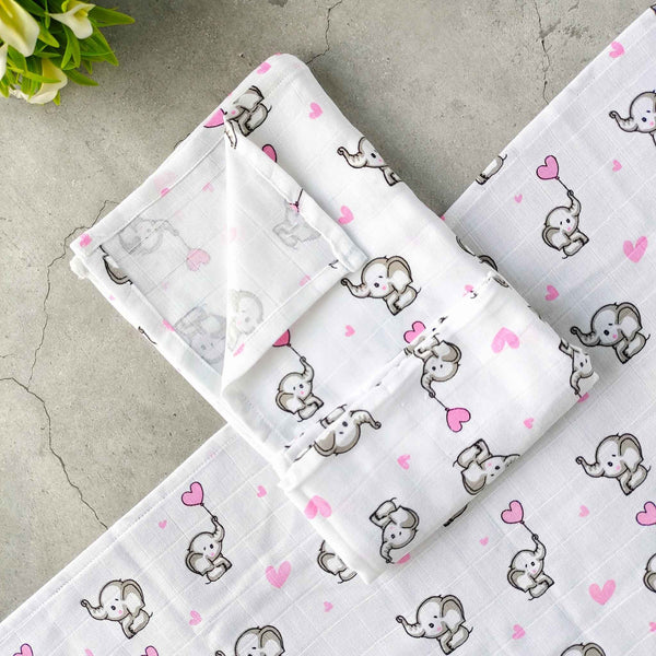Muslin Bath towel 70*70 cms- Elephants