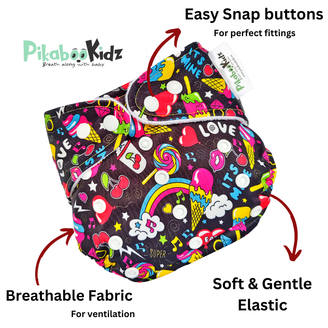 Organic Reusable Cloth Diapers – Music Heart