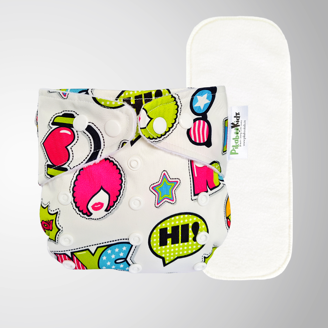 Organic Reusable Cloth Diapers -Combo of 2 (Assorted)
