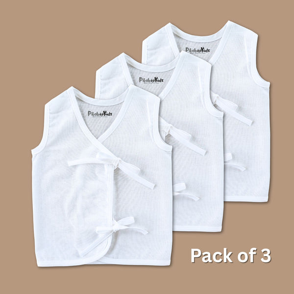 Cotton Side Knot Jabla - Newborn ( Pack of 3 )