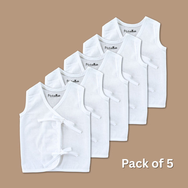 Cotton Side Knot Jabla - Newborn ( Pack of 5 )