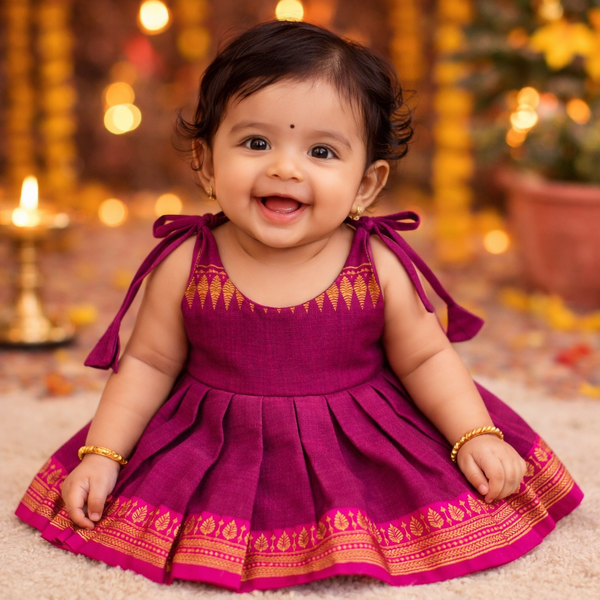 Ethnic frock knot type - burgundy