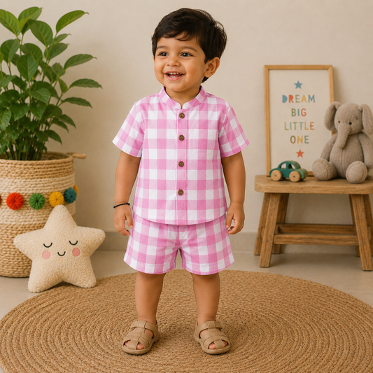Muslin mandarin Collar Coords