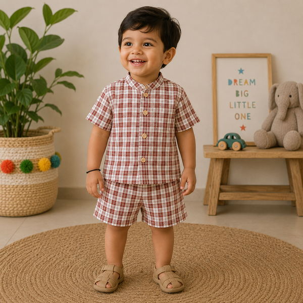 Muslin mandarin Collar Coords 9-12M