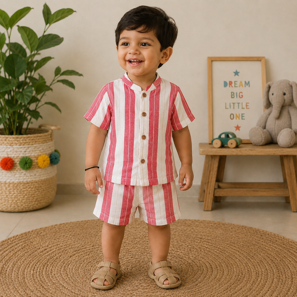 Muslin mandarin Collar Coords