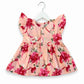 Cotton frill sleeve frock - Peach Floral Charm