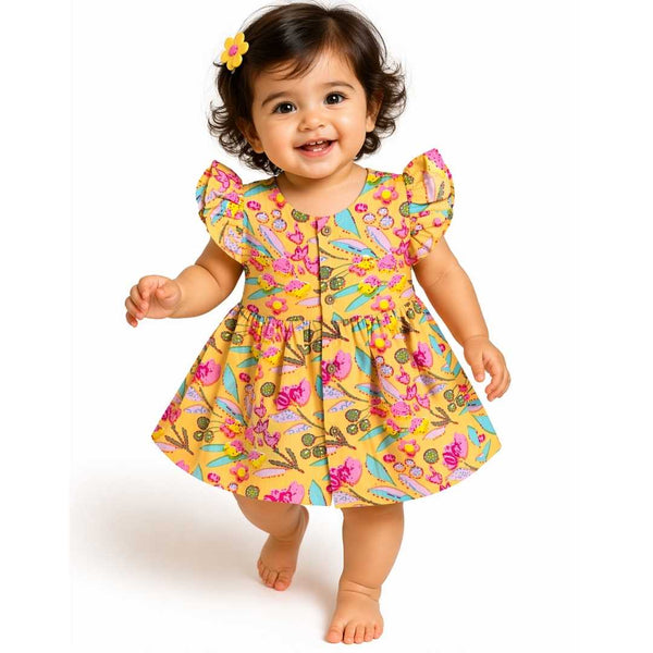 Cotton frill sleeve frock - Little Sunshine - alt view