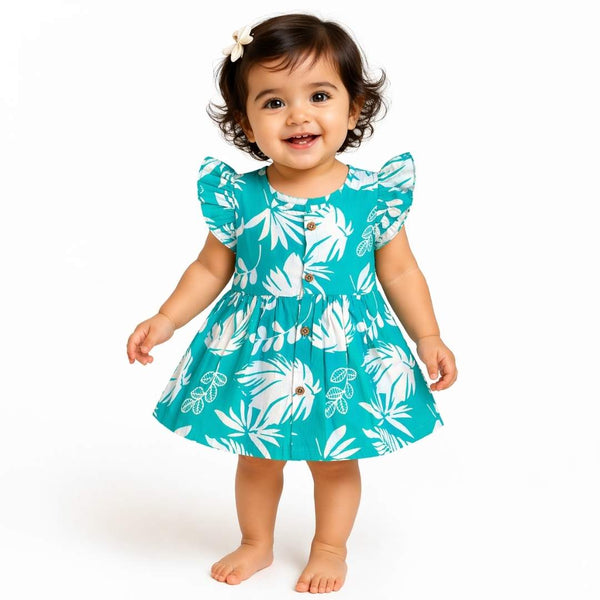 Cotton frill sleeve frock - tropical Breeze - alt view