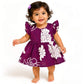 Cotton frill sleeve frock - Royal Purple