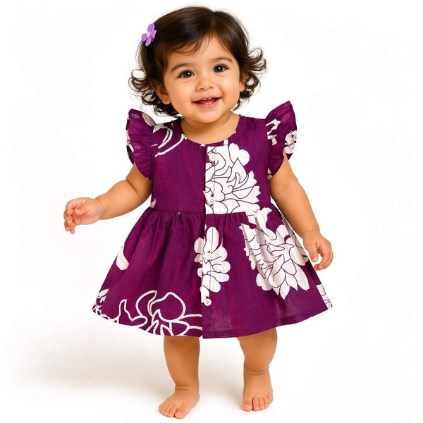 Cotton frill sleeve frock - Royal Purple - alt view