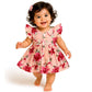 Cotton frill sleeve frock - Peach Floral Charm