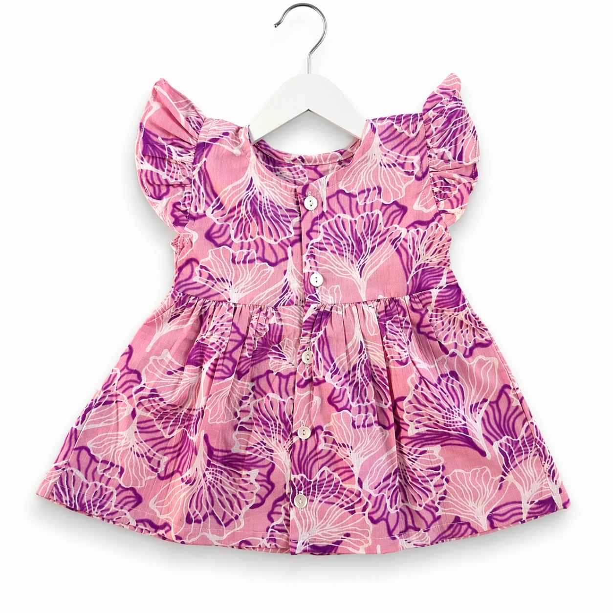 Cotton frill sleeve frock - Lilac Garden